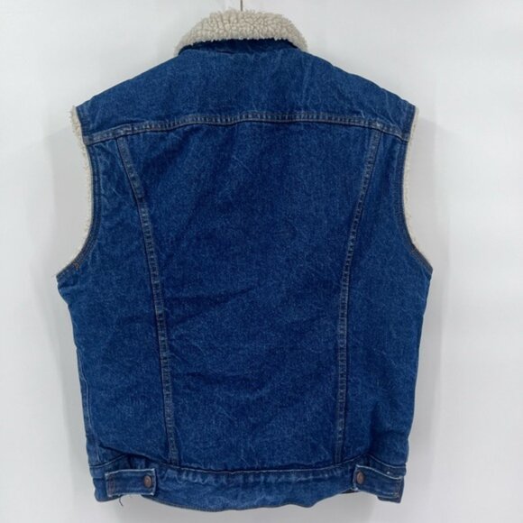 Vintage Levi’s Denim Sherpa Lined Trucker Vest Jacket Men M - Made in USA - Picture 2 of 9
